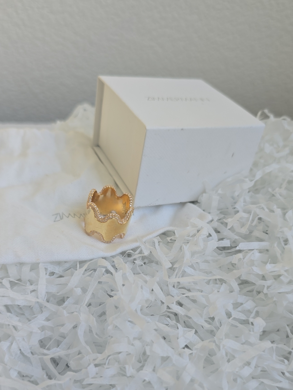 Zimmermann Gold Wavy Pavé Crystal Band Ring